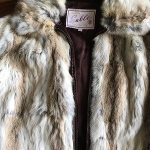 Rabbit fur and leather bomber jacket so soft